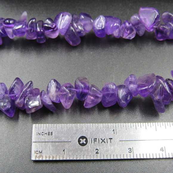 16" Sterling Silver Simple Amethyst Stone Chips Necklace Vintage - Picture 4 of 5